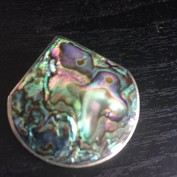 VINTAGE SILVER 925 ABALONE SHELL PENDANTBROOCH - Picture 3 of 6